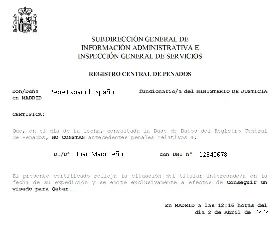 solicitar procesar certificado penales España