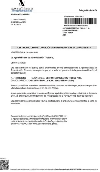 Certificado de Revendedor