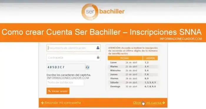 Crear Cuenta Ser Bachiller Inscripciones SENESCYT