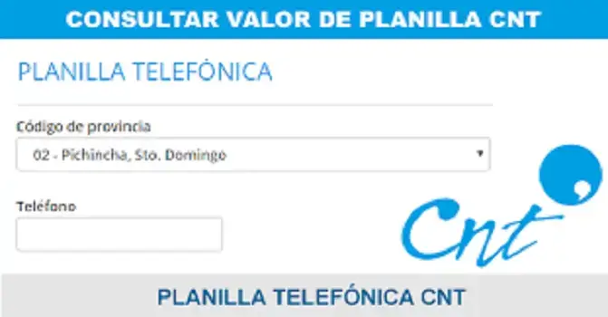 Consultar valor planilla telefónica – CNT planilla