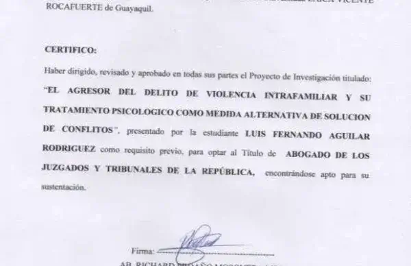 Certificado de violencia intrafamiliar Ecuador